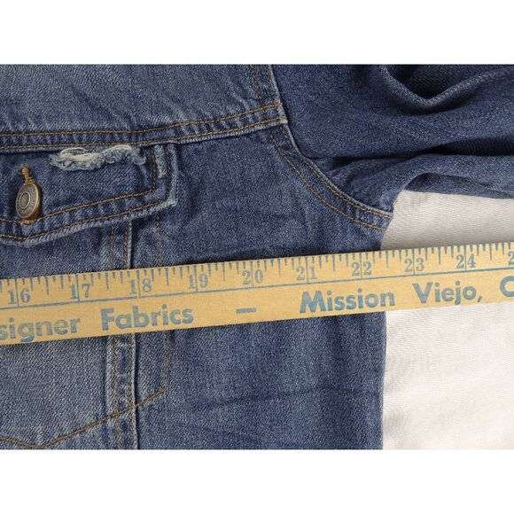 Kensie Jeans Selena Button Distressed Jacket - Picture 8 of 9